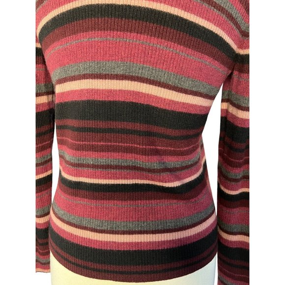 Valerie Stevens Separates Large Wool Sweater Purple Striped Long Sleeve FLAW - Picture 16 of 16